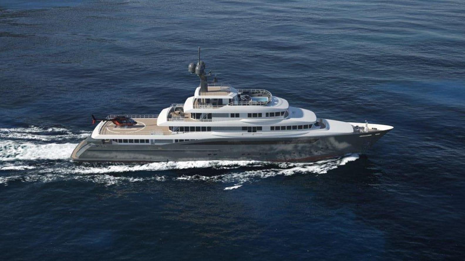 a white yacht in the water aboard M74 GLOBAL EXPLORER Yacht for Sale