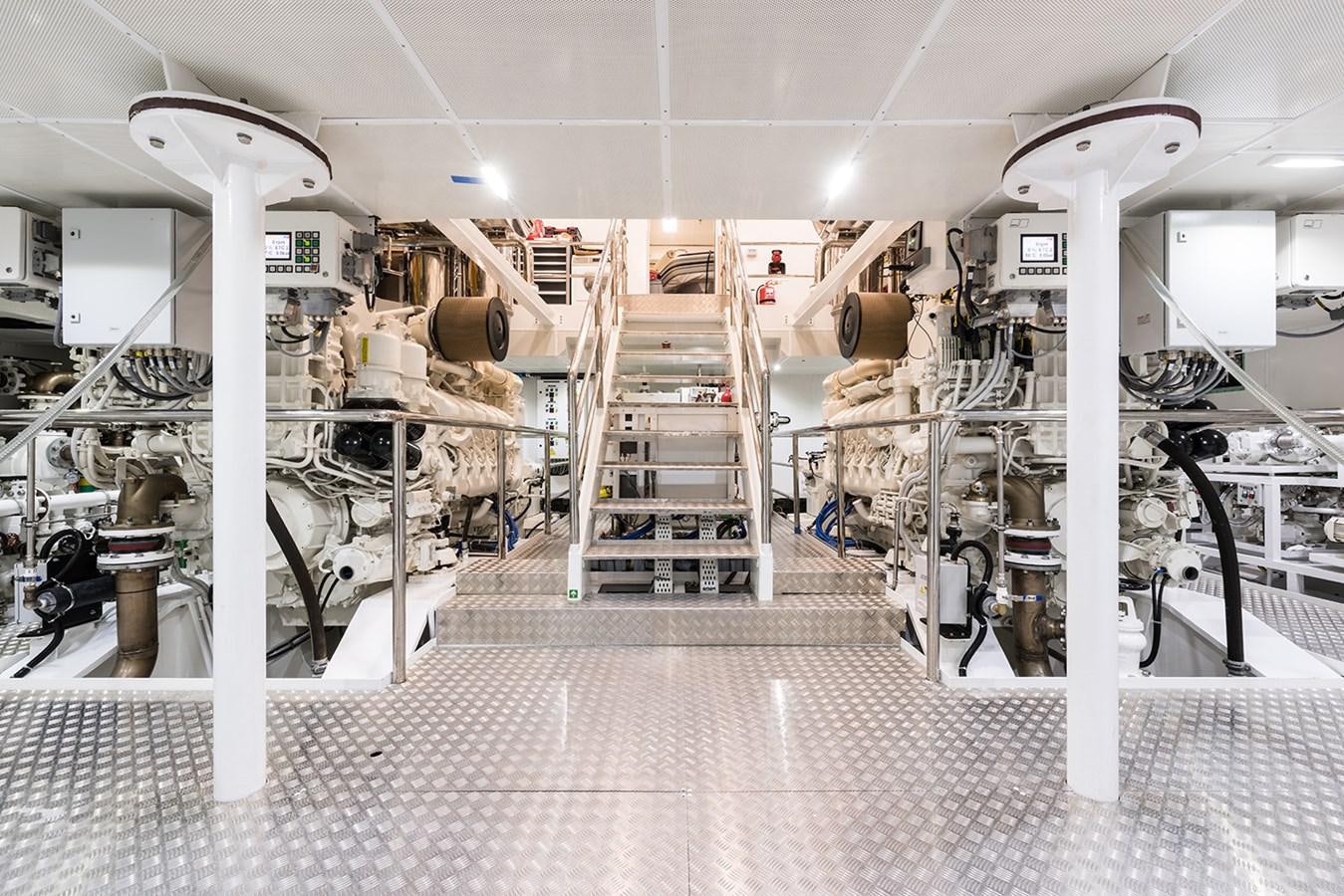 a large room with several large pipes aboard ALMAX Yacht for Charter