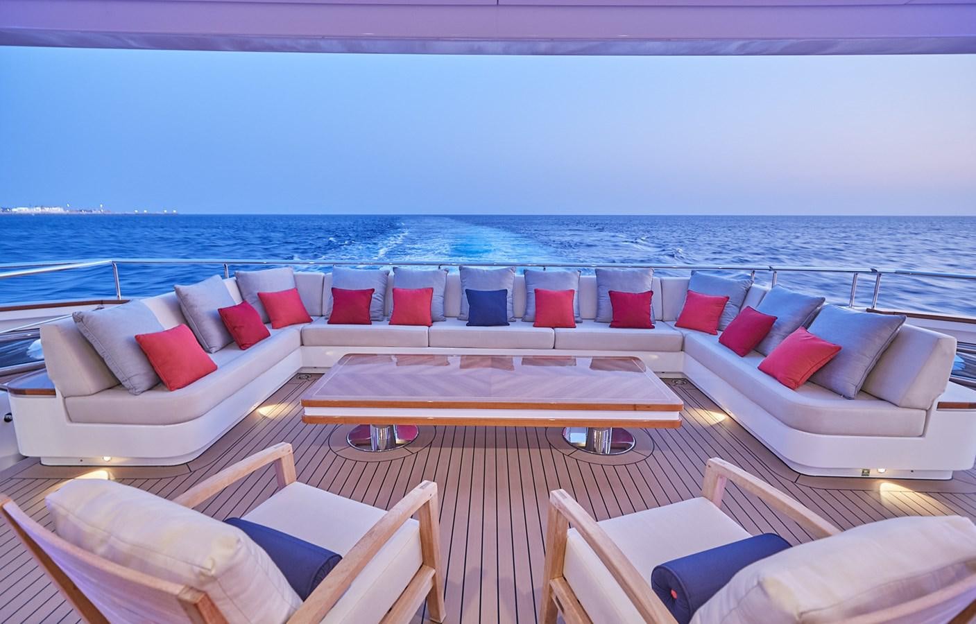 a table on a boat aboard ALMAX Yacht for Charter