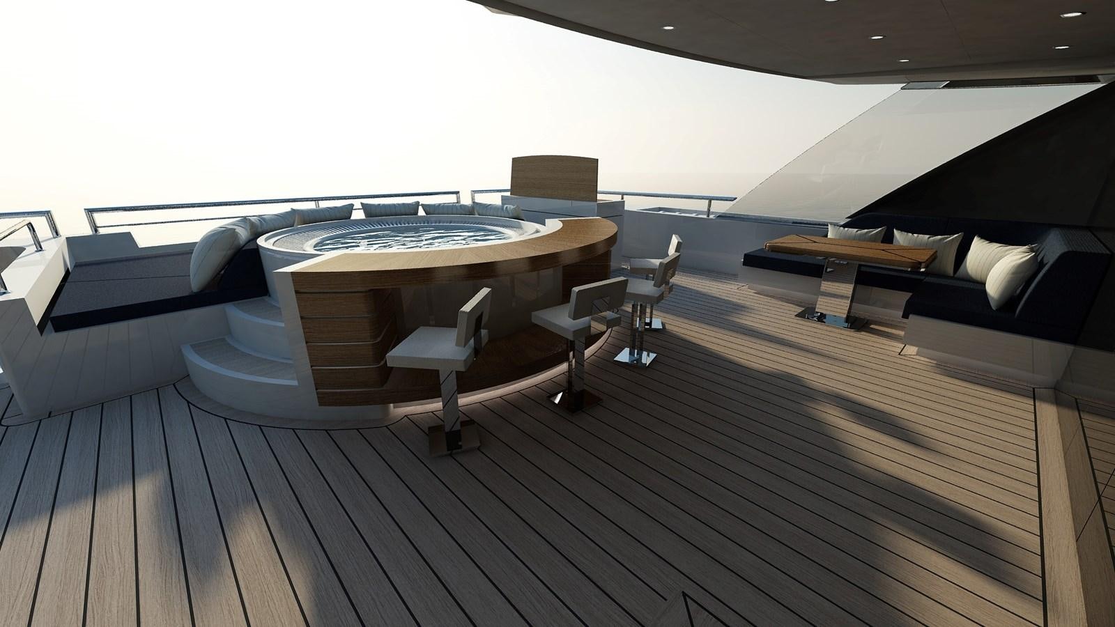 a room with a table and chairs aboard STARLUST Yacht for Sale