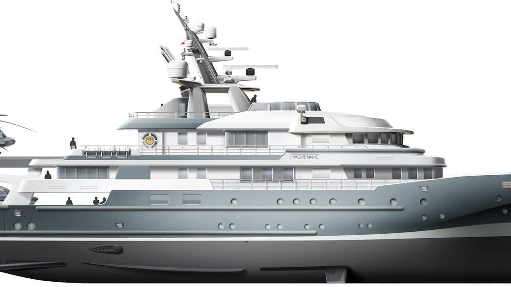 a large ship with a helicopter on top aboard OCEAN XPLORER 71 Yacht for Sale