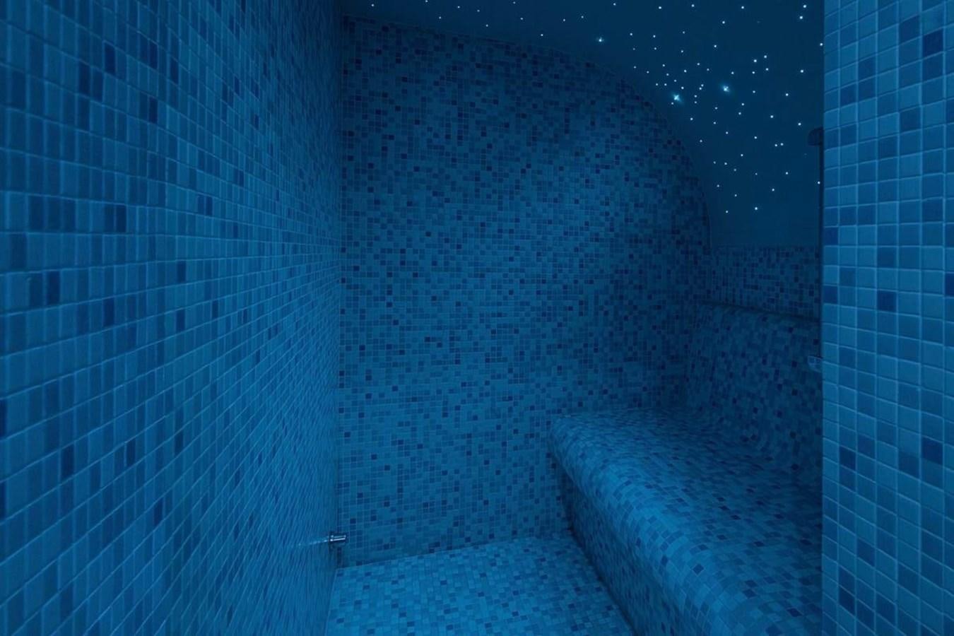 a group of blue cubes aboard LADY MAJA I Yacht for Sale