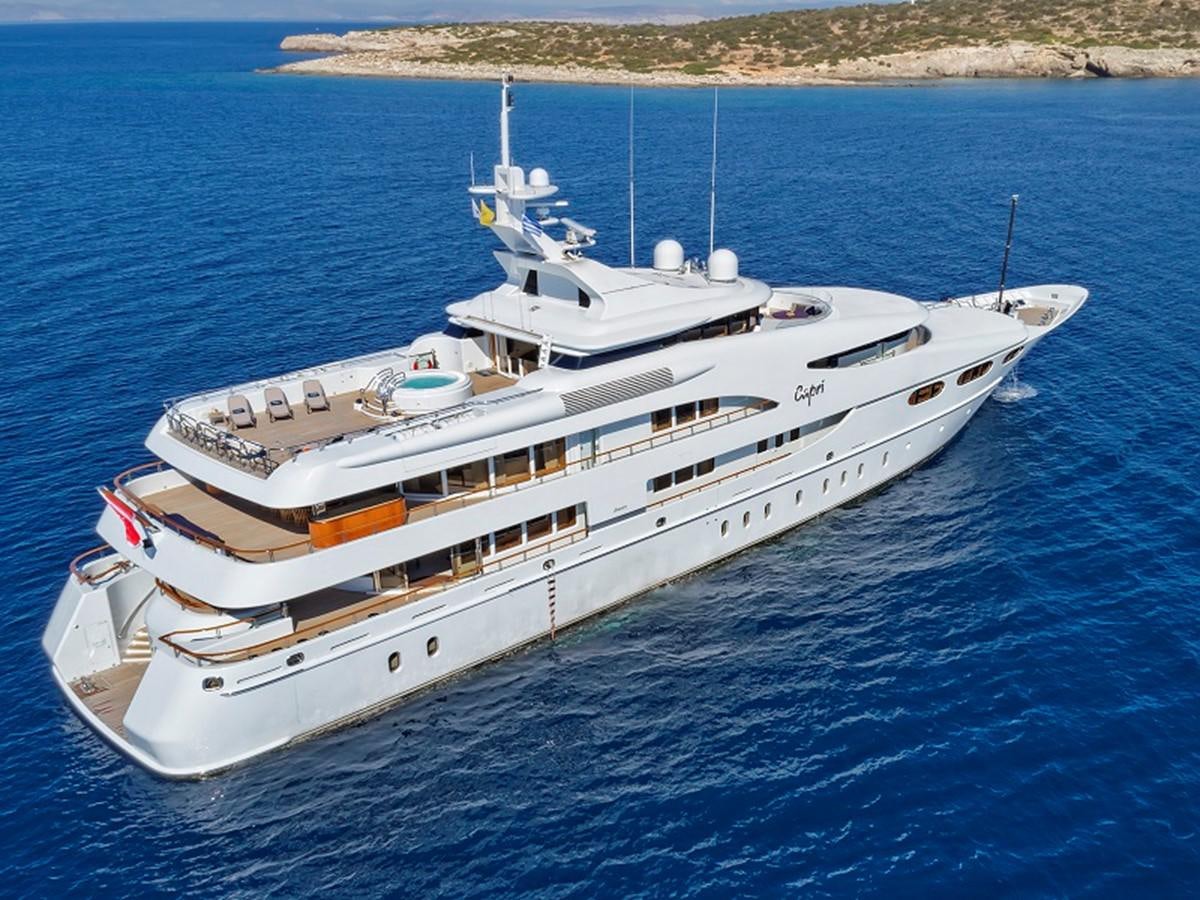 a large white ship in the water aboard CAPRI I Yacht for Sale