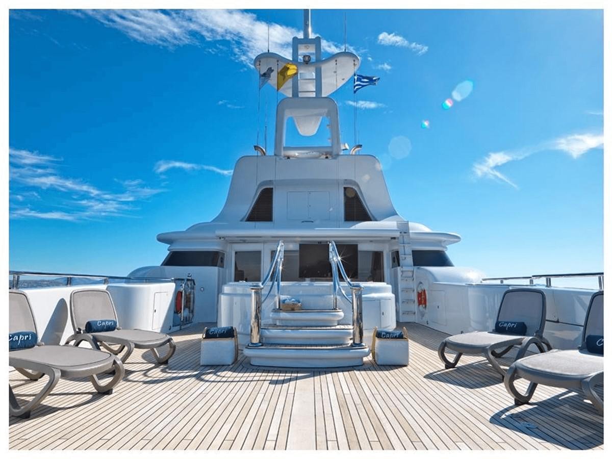 a boat on a deck aboard CAPRI I Yacht for Sale