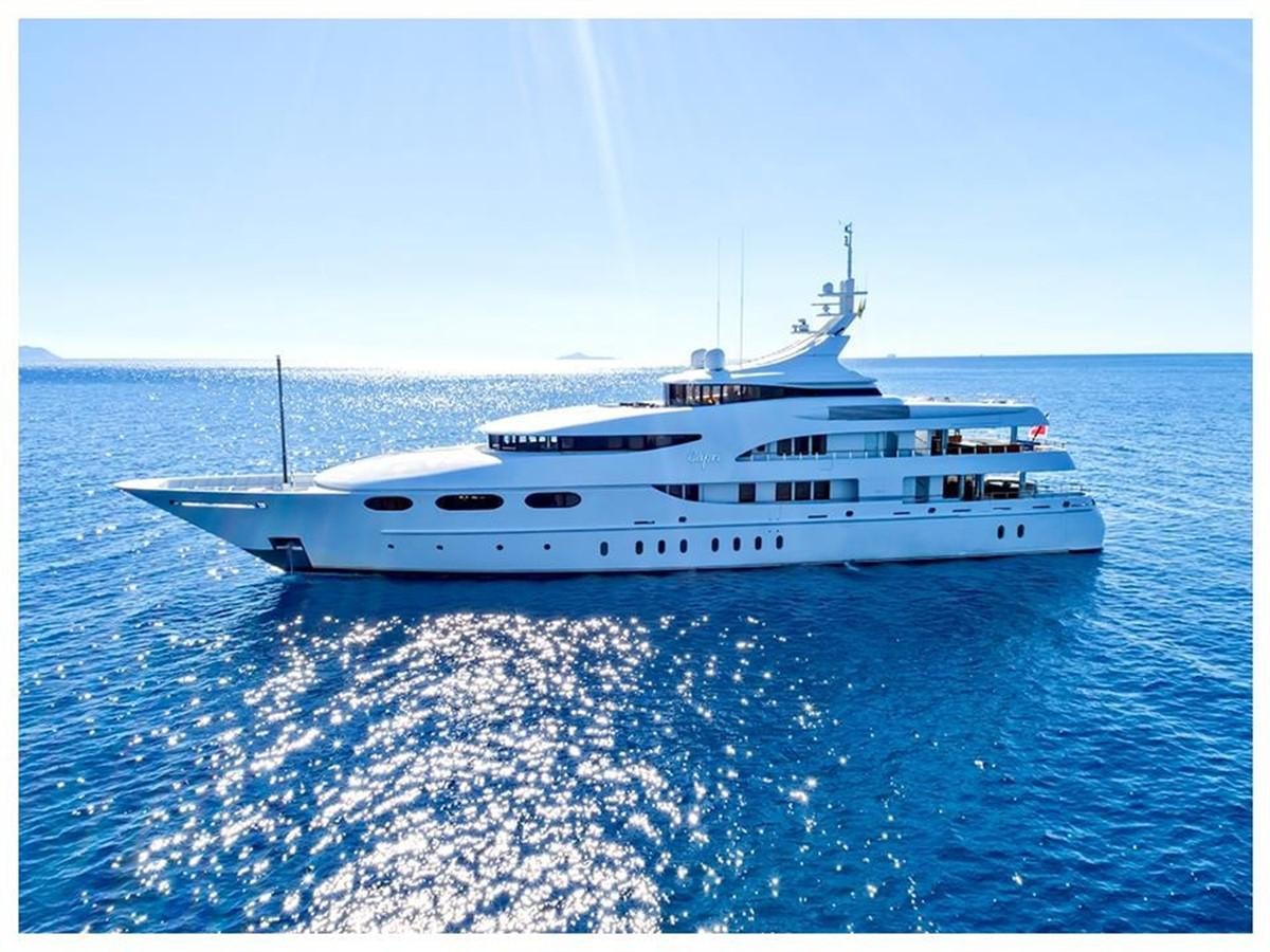 a white boat in the water aboard CAPRI I Yacht for Sale