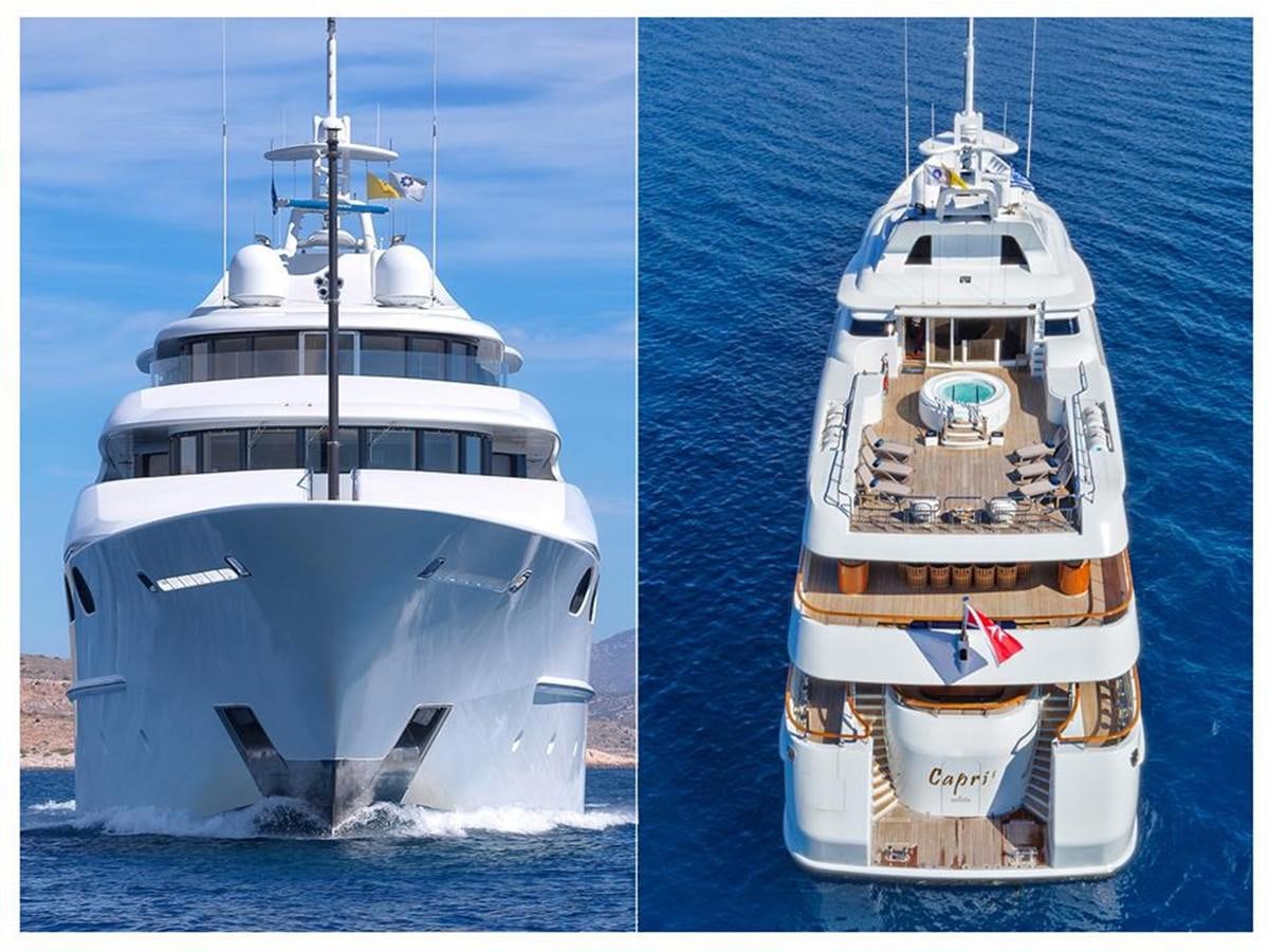 a collage of a boat aboard CAPRI I Yacht for Sale