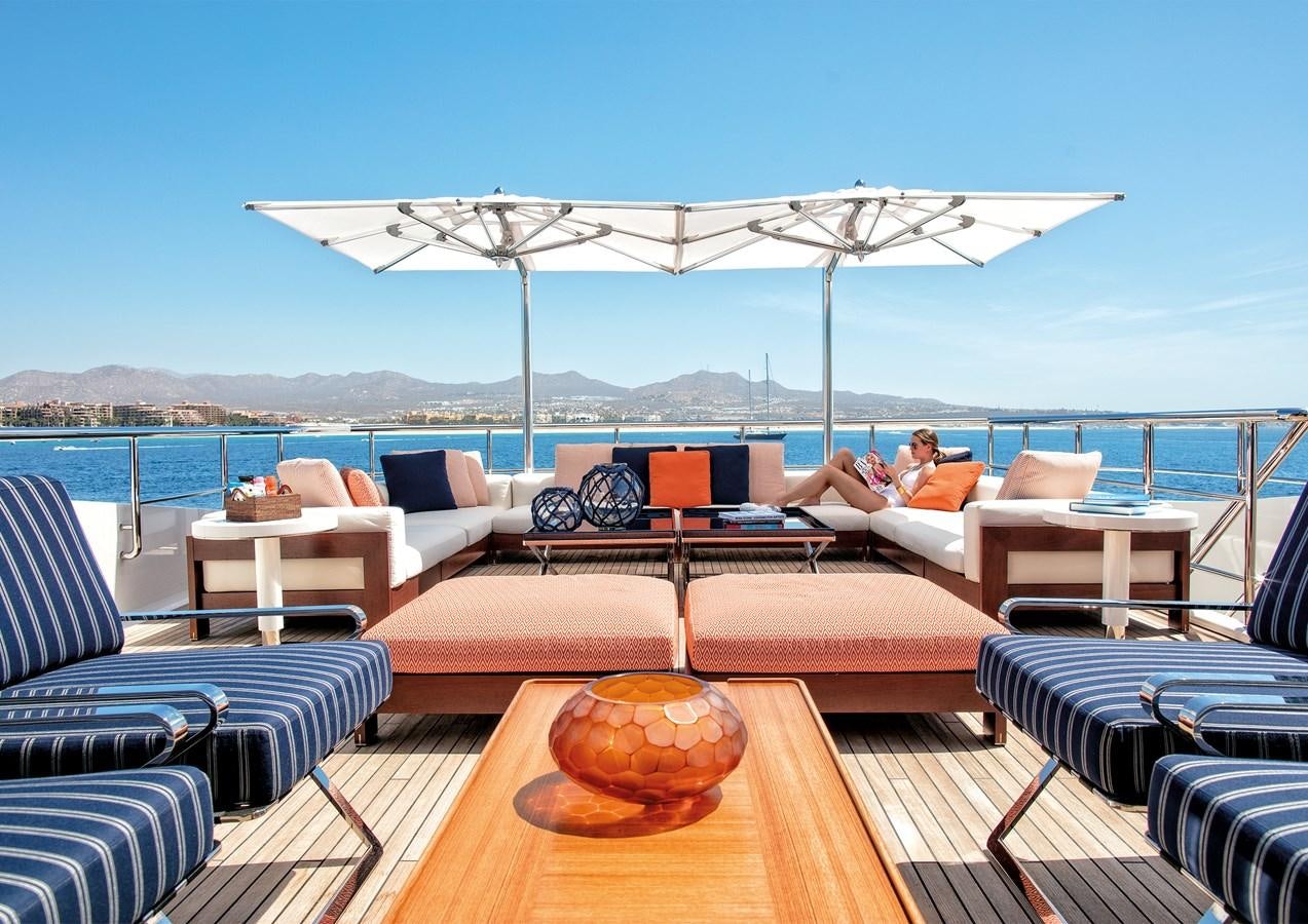 a bowl of food on a table aboard HALO Yacht for Sale