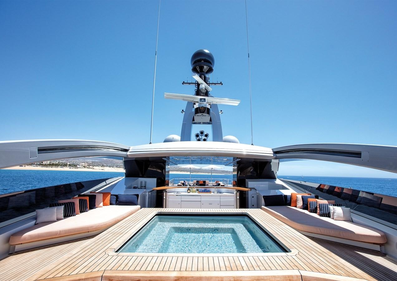 a space shuttle on top of a building aboard HALO Yacht for Sale