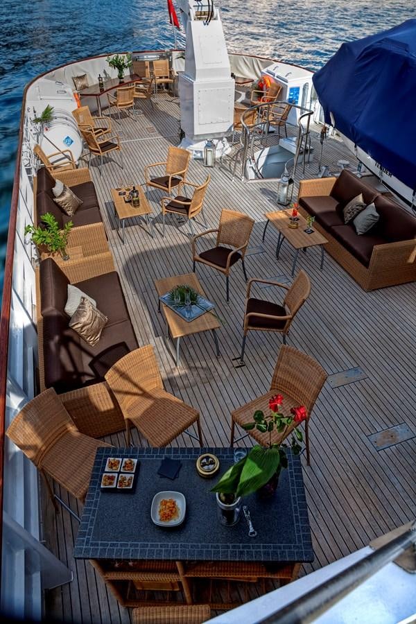 a table with chairs and a pool aboard SANSSOUCI STAR Yacht for Charter