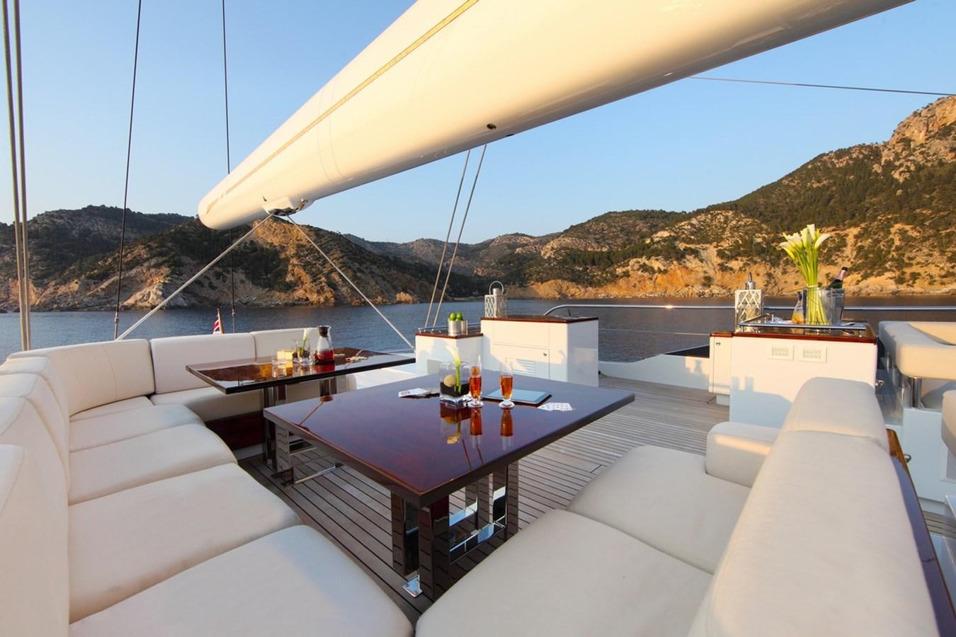 a table on a boat aboard PRANA Yacht for Charter