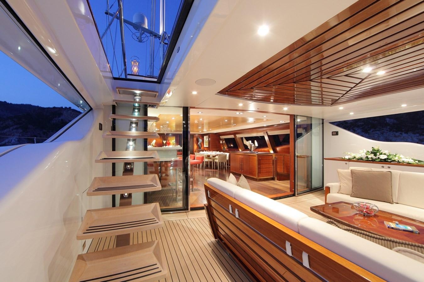 a modern looking living room aboard PRANA Yacht for Charter
