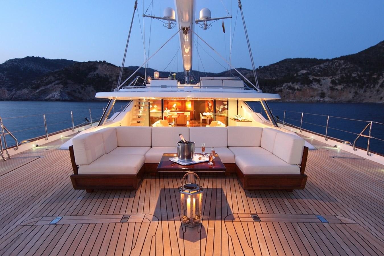 a boat on a dock aboard PRANA Yacht for Charter