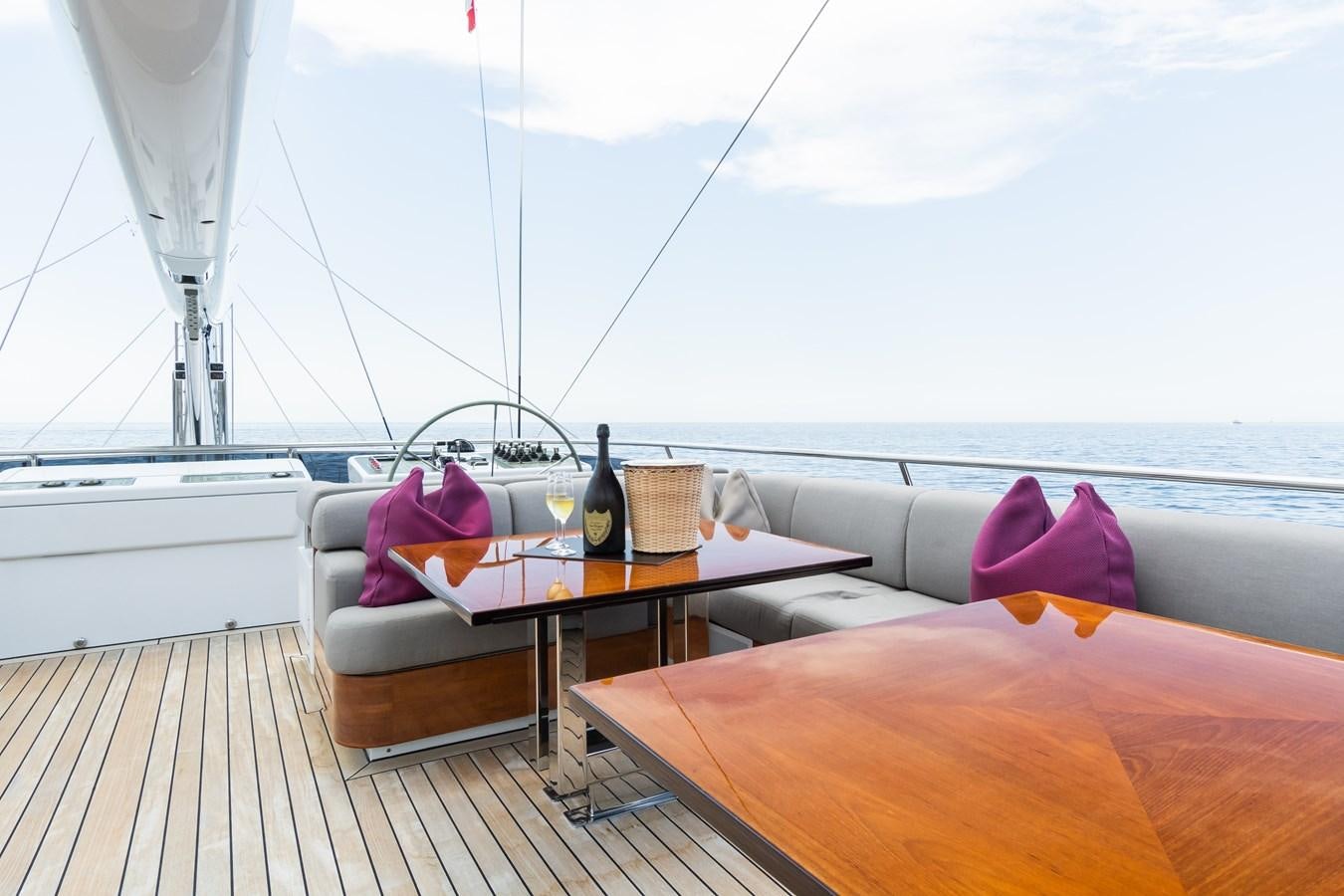a table on a boat aboard PRANA Yacht for Charter