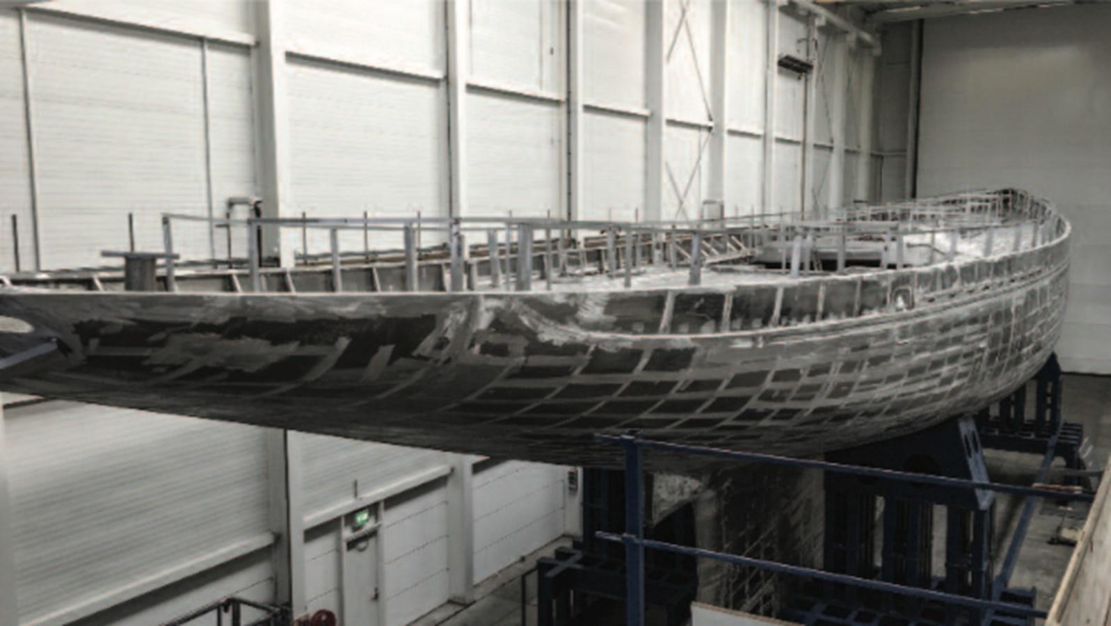 a large room with pipes aboard RAINBOW II Yacht for Sale