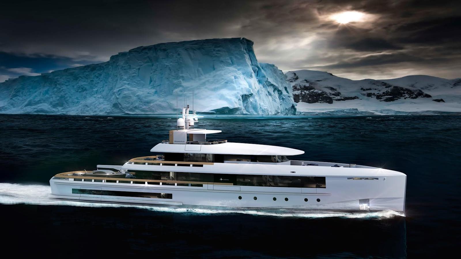 a ship in the water aboard MOMENTUM 50M Yacht for Sale