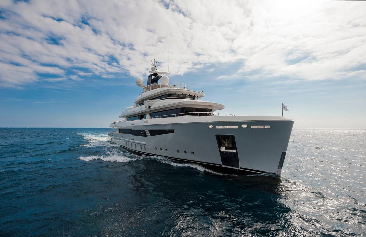 a large white boat in the water aboard I NOVA Yacht for Sale