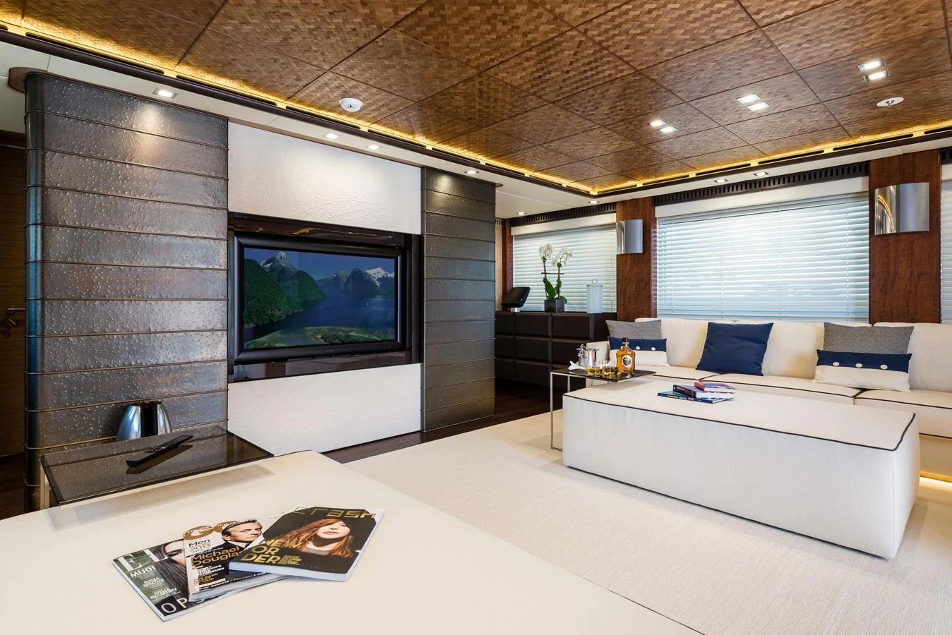 a room with a large tv aboard I NOVA Yacht for Sale