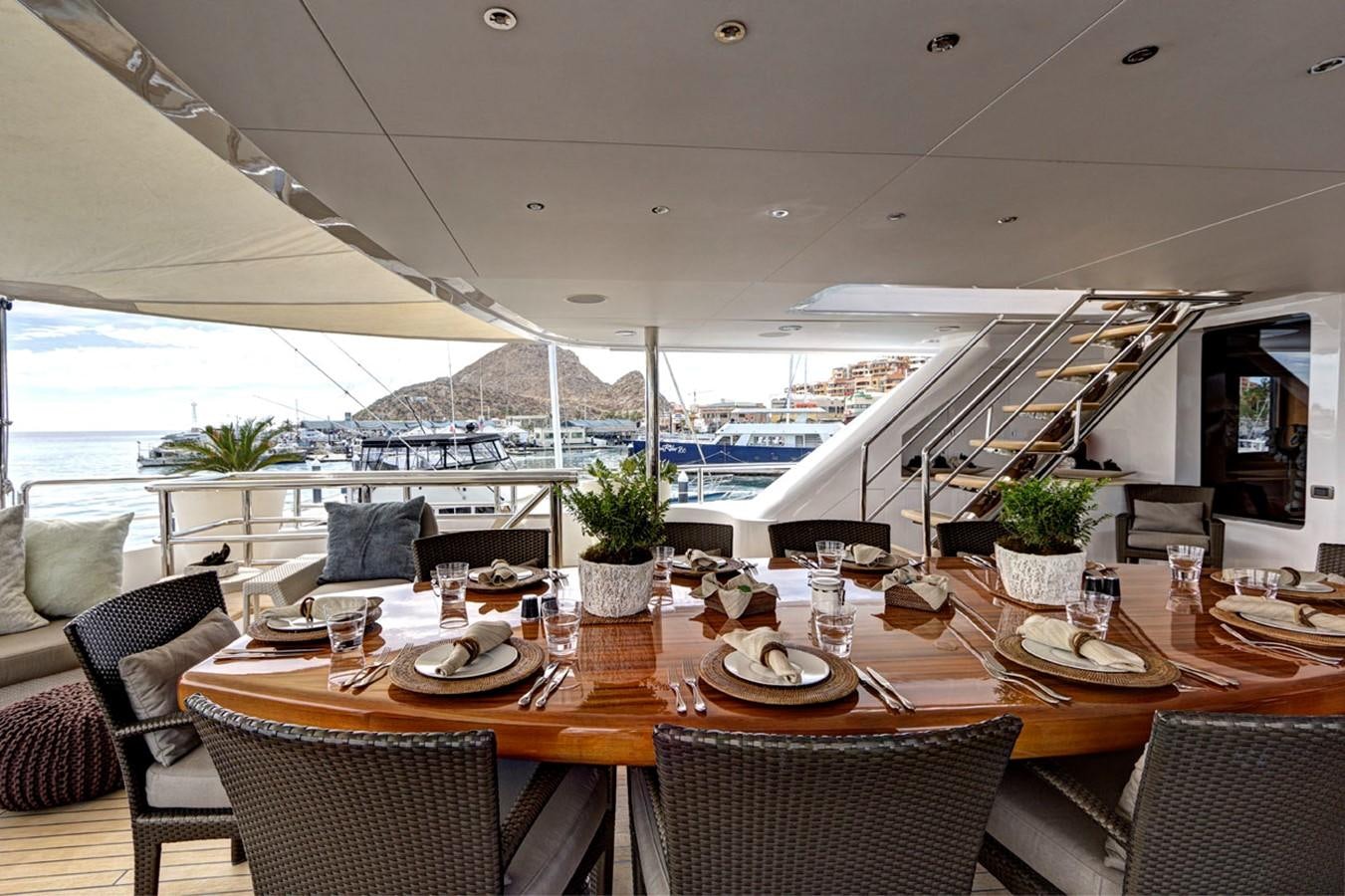 a table set for a meal aboard AZTECA Yacht for Sale