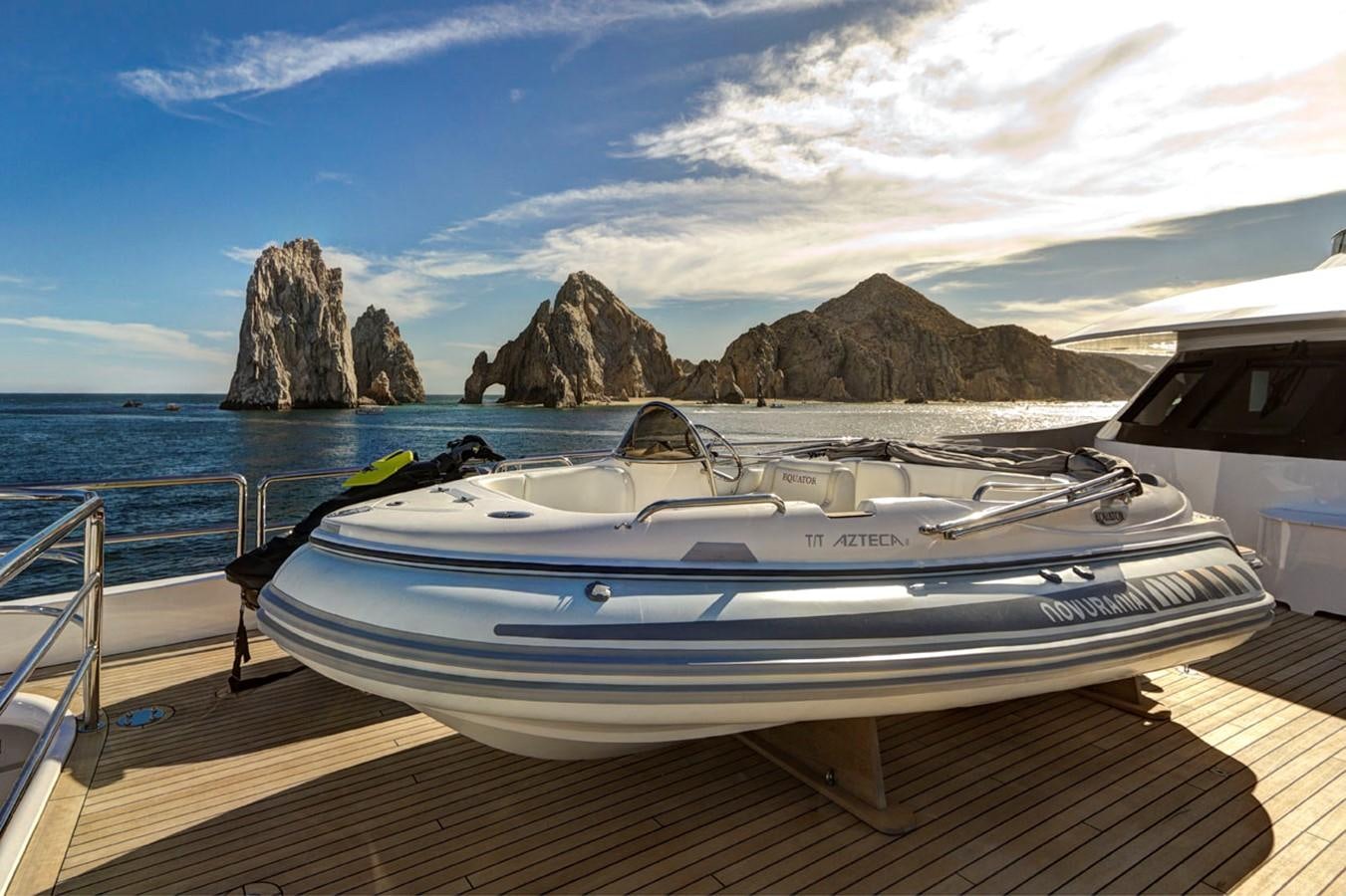 a boat on a dock aboard AZTECA Yacht for Sale
