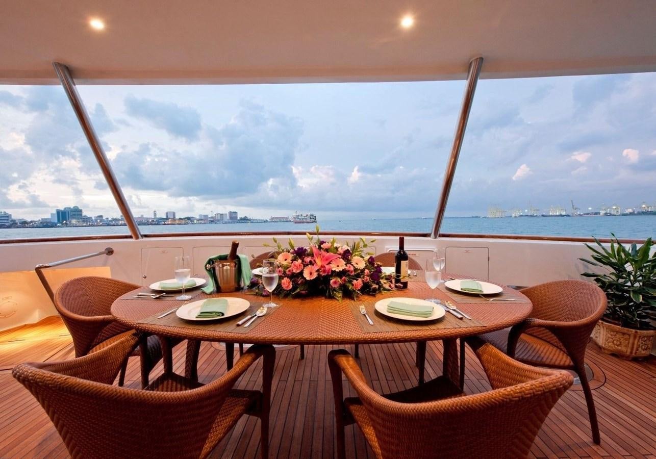 a table set for a dinner aboard LANGKAWI LADY Yacht for Sale