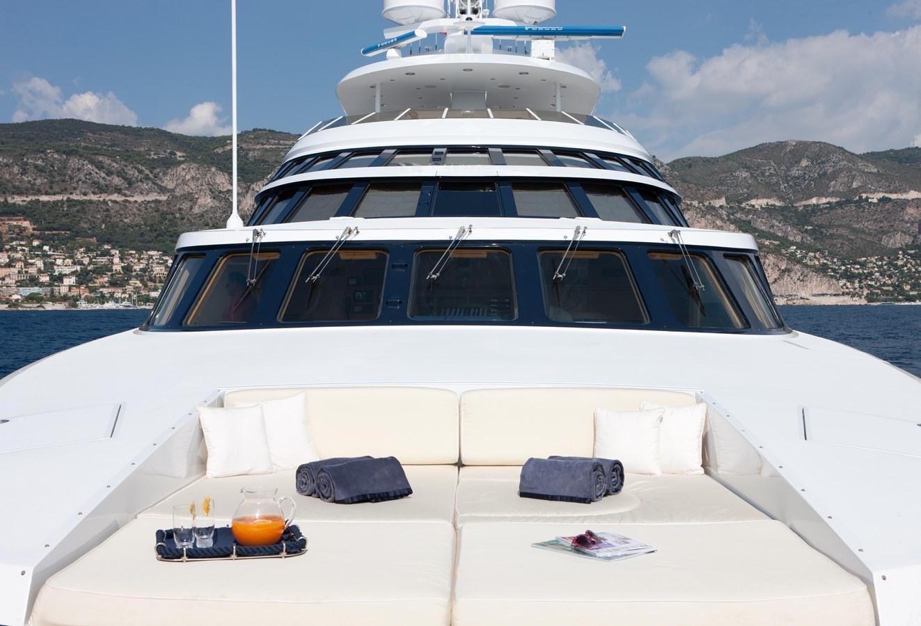 a white yacht on the water aboard AZZURRA II Yacht for Sale