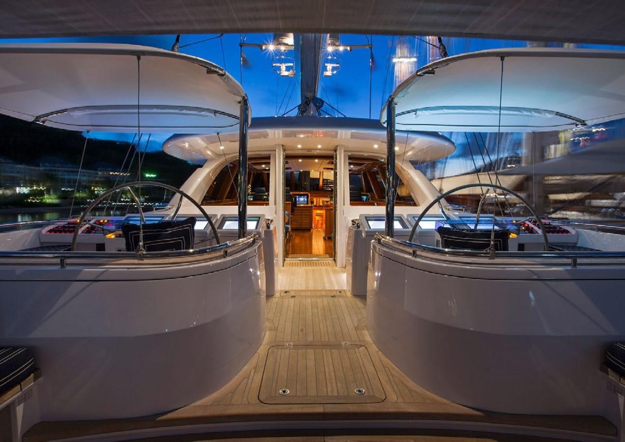 a boat dock with a boat aboard HYPERION Yacht for Sale
