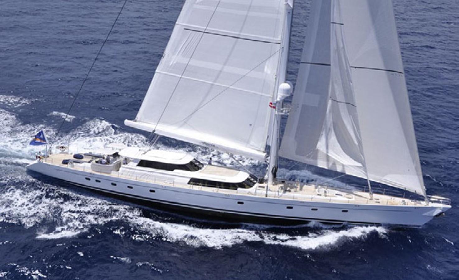 a white sailboat on the water aboard HYPERION Yacht for Sale