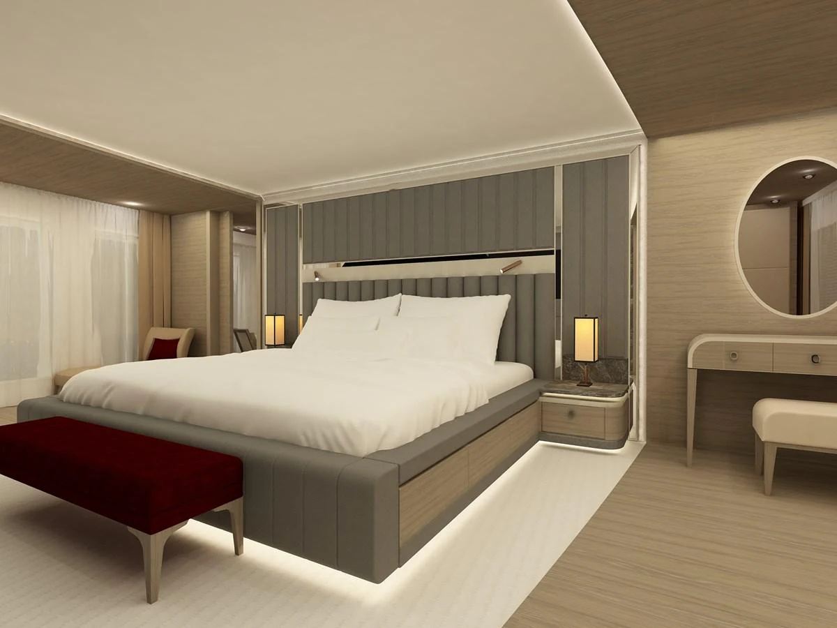 a room with two beds aboard CMB 47 SERIES Yacht for Sale