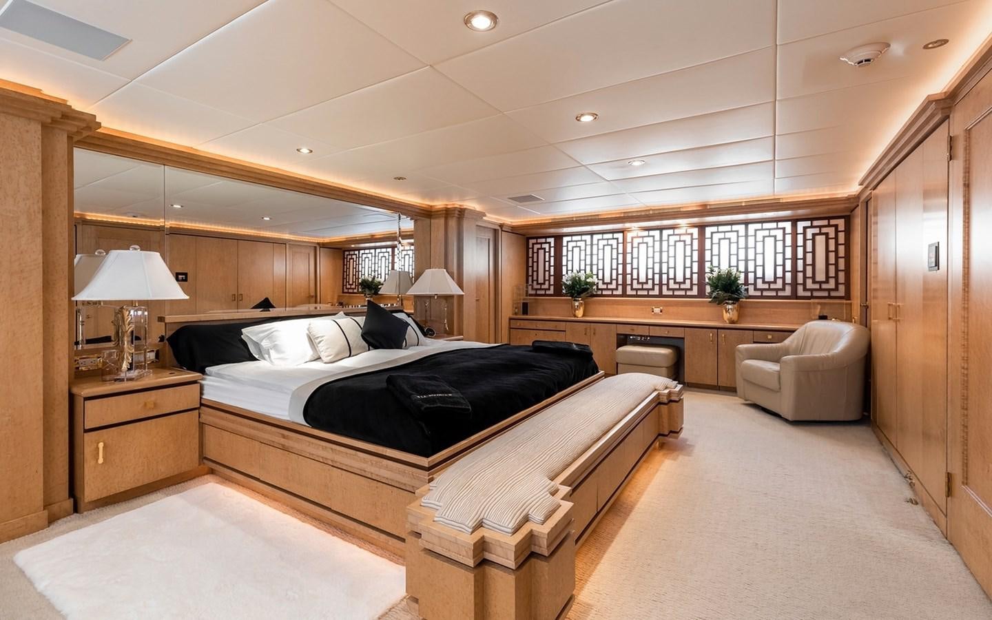 a large bedroom with a large bed aboard SIERRA 2 Yacht for Sale