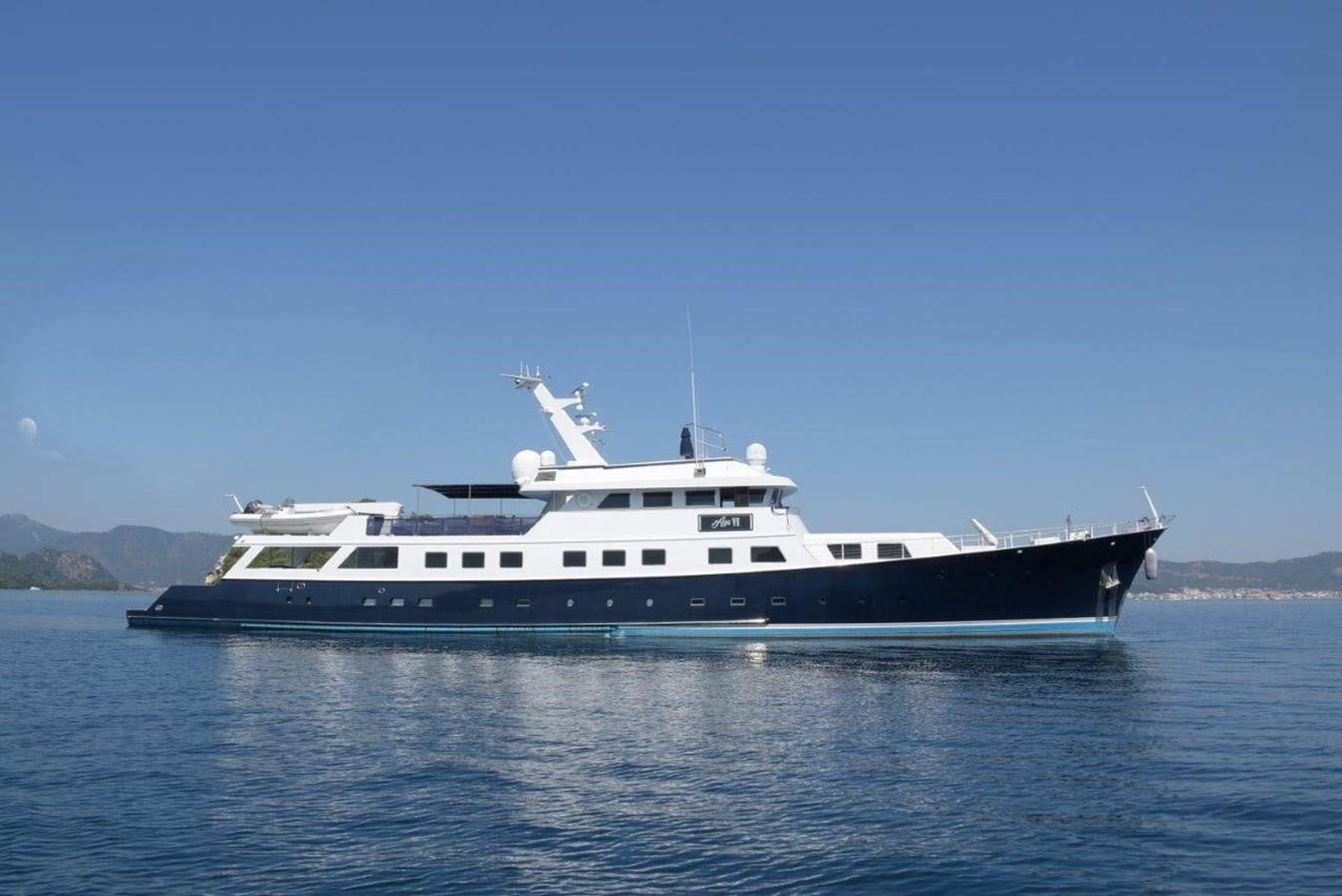 a large ship in the water aboard AGA 6 Yacht for Sale