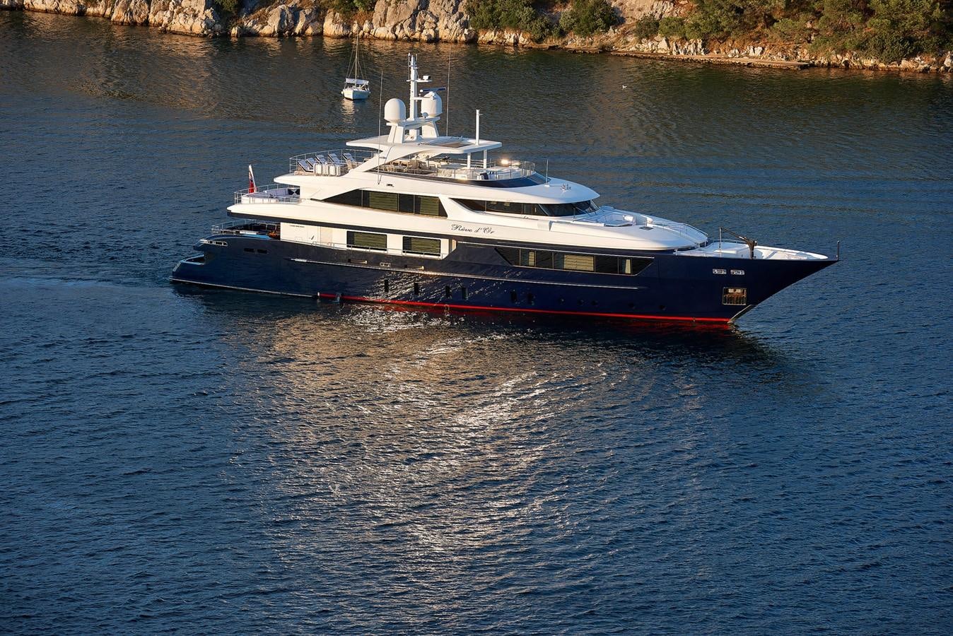 a boat on the water aboard REVE D’OR Yacht for Sale