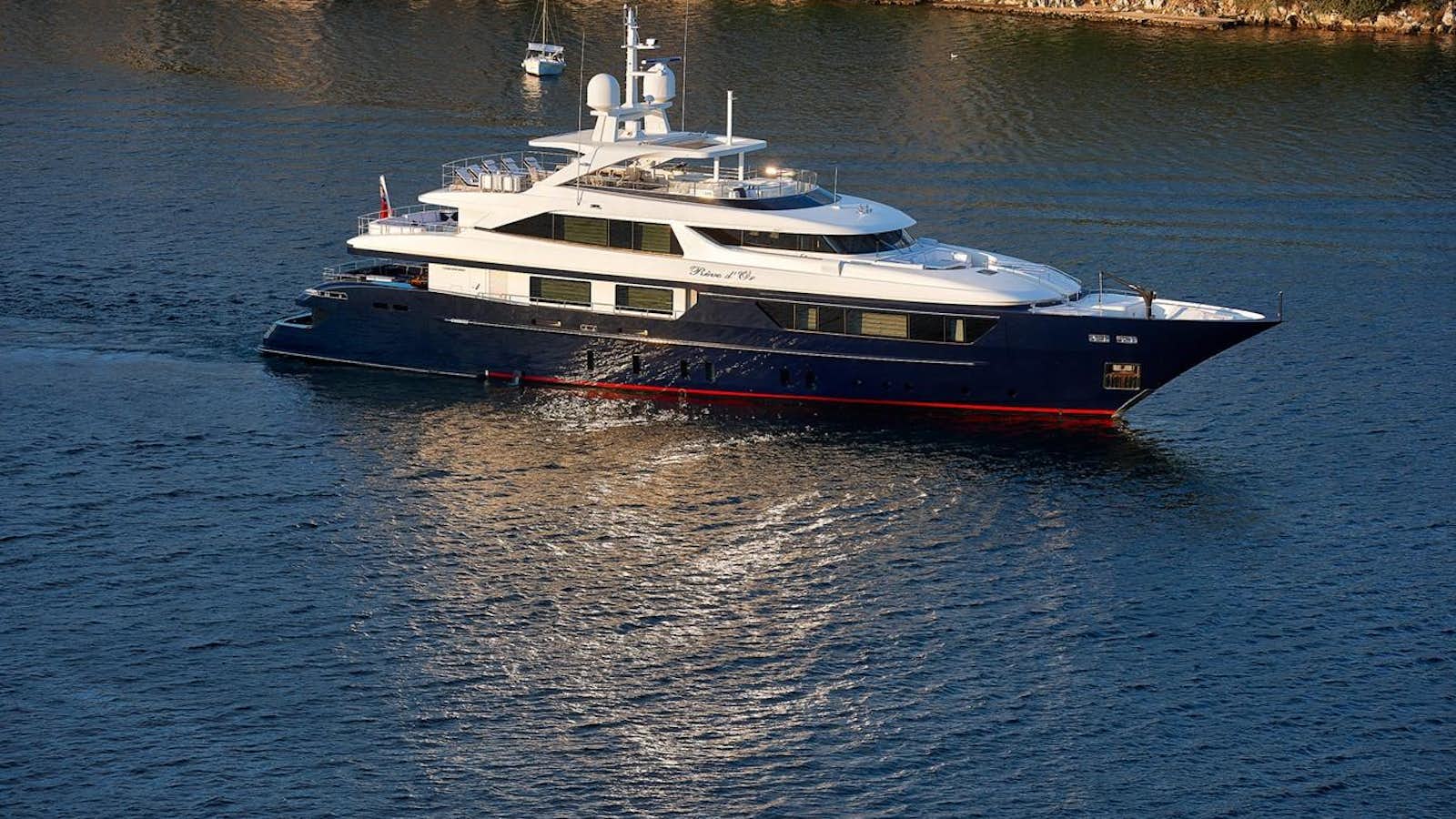 a boat on the water aboard REVE D’OR Yacht for Sale