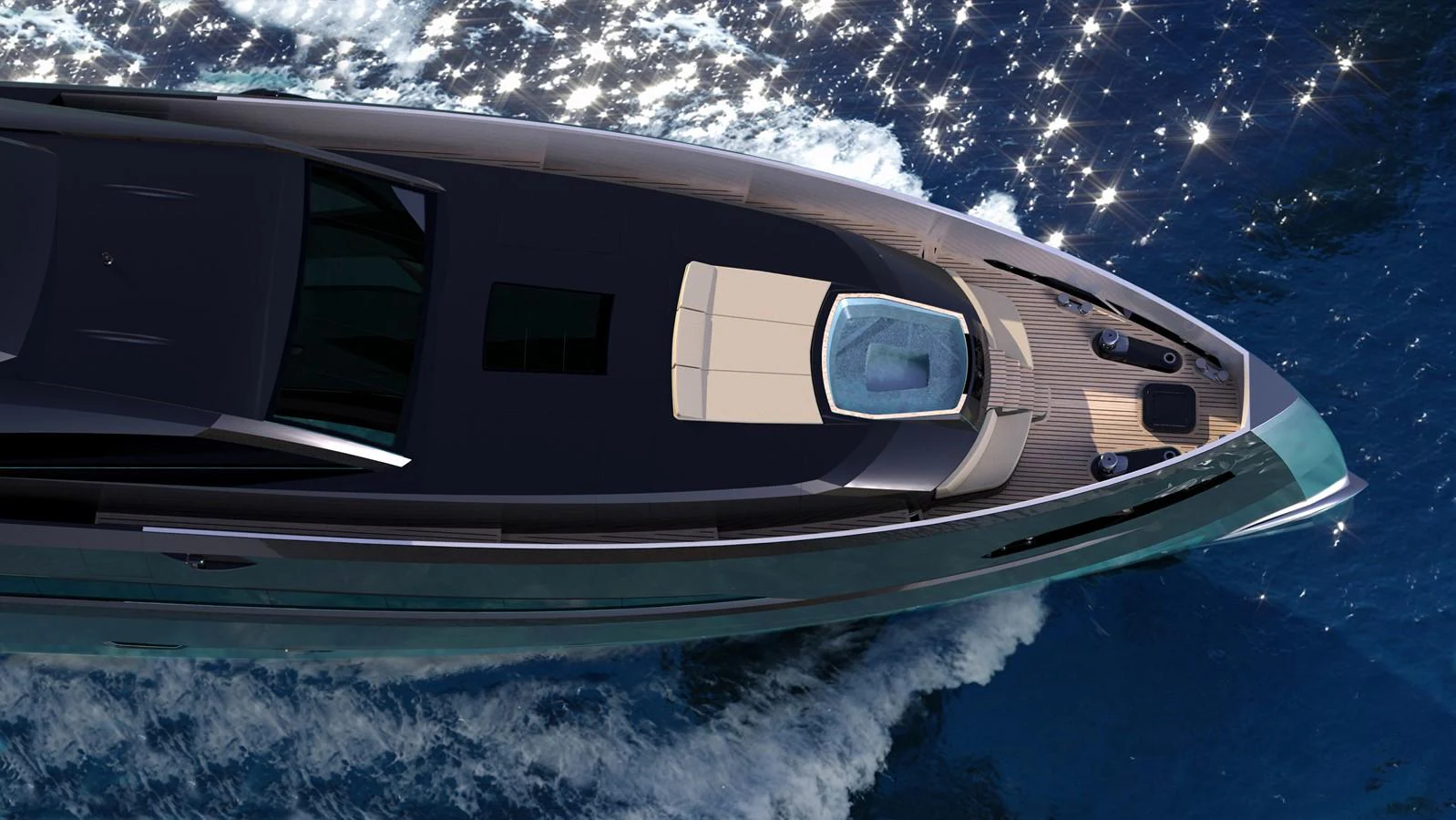 a car on the water aboard THE GOTHAM Yacht for Sale