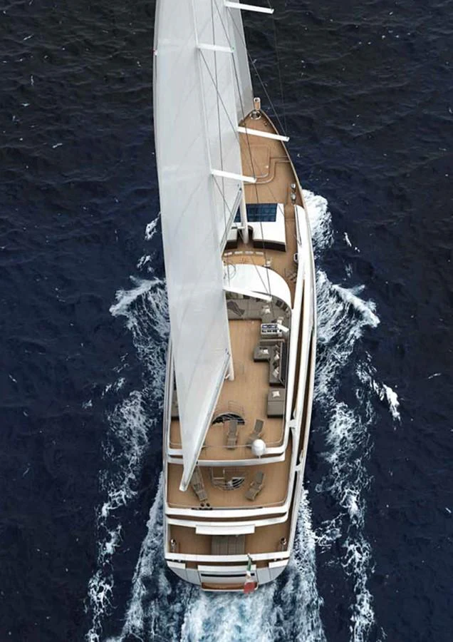 a large white boat in the water aboard SM45  AMERIGO Yacht for Sale