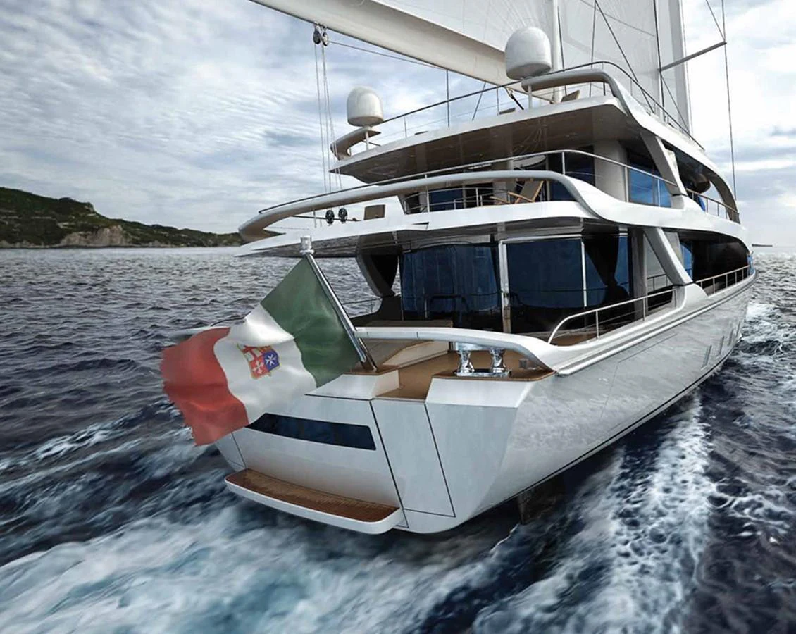 a boat on the water aboard SM45  AMERIGO Yacht for Sale