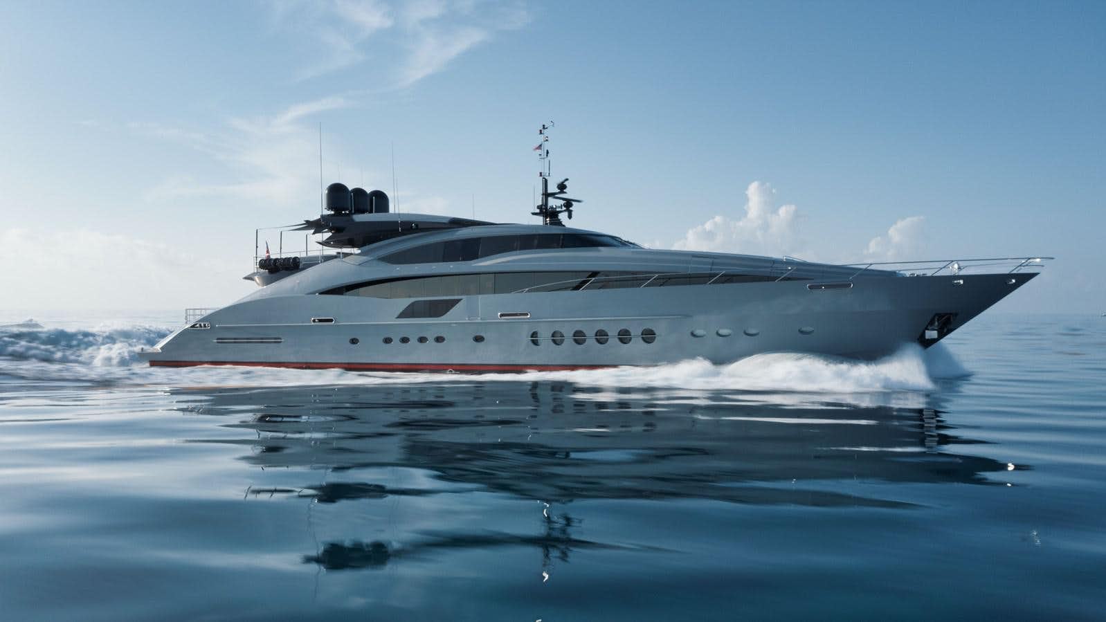 a large white ship in the water aboard AQUANOVA Yacht for Sale