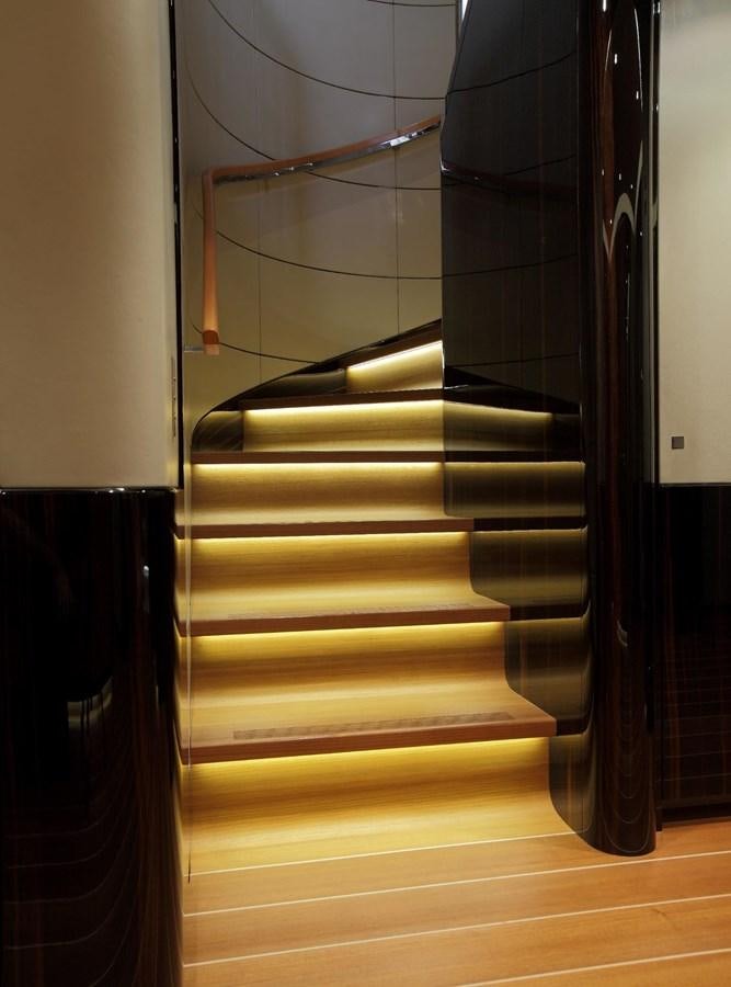a set of stairs aboard SERENDIPITY I Yacht for Sale