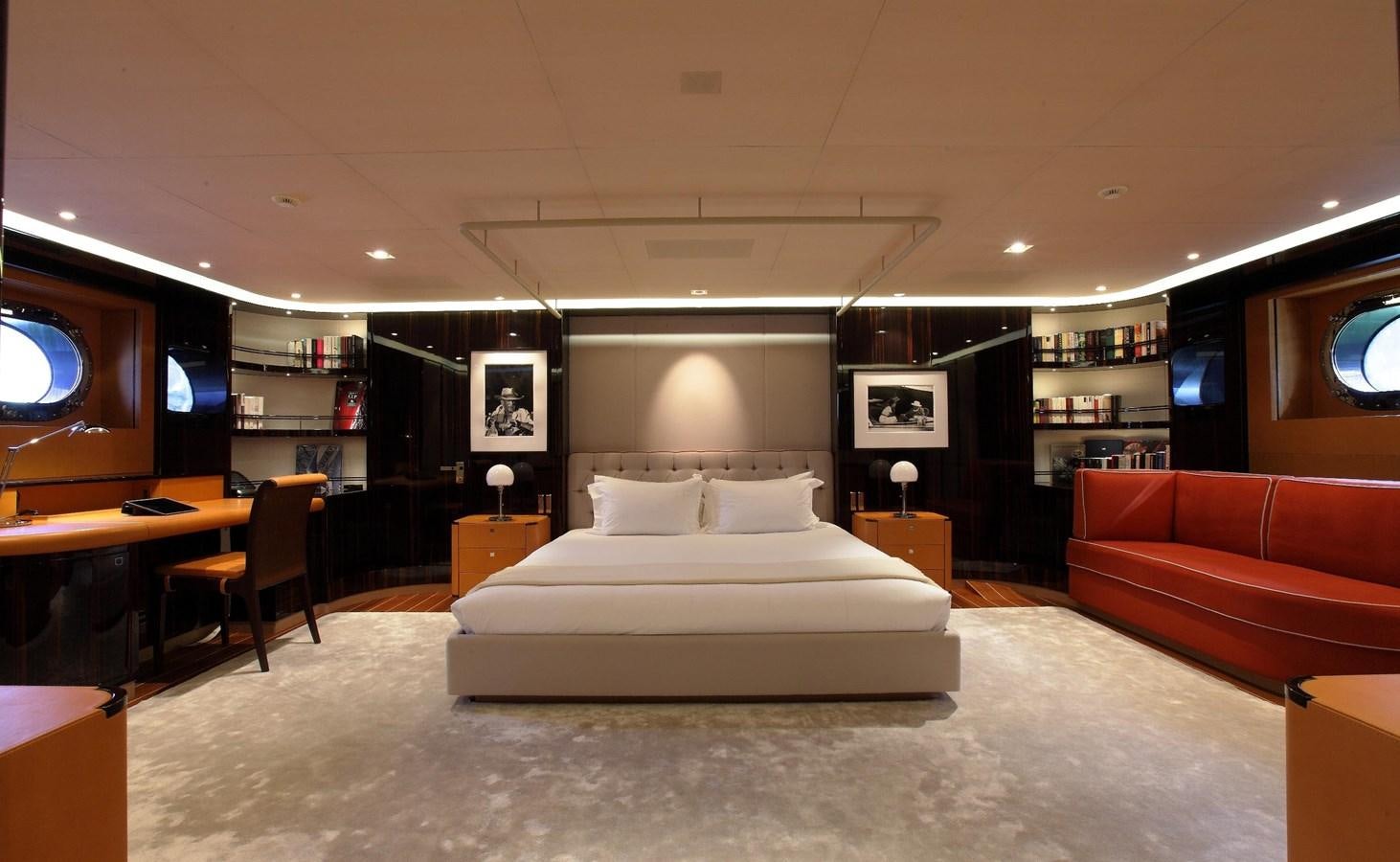 a large hotel room with a bed aboard SERENDIPITY I Yacht for Sale