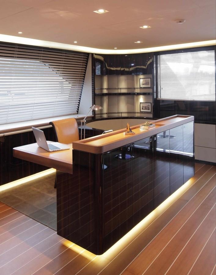 a kitchen with a large island aboard SERENDIPITY I Yacht for Sale