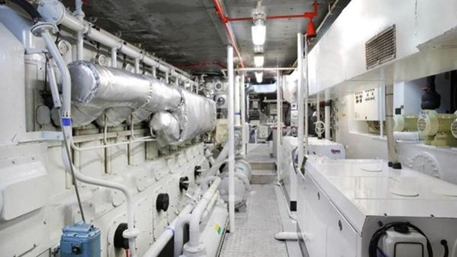 a room with white pipes aboard ARIETE PRIMO Yacht for Sale