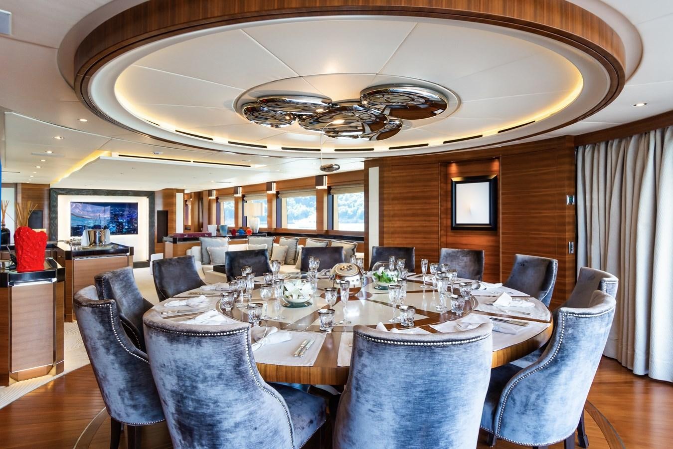 a large dining room with a large table and chairs aboard SILVER WIND Yacht for Sale