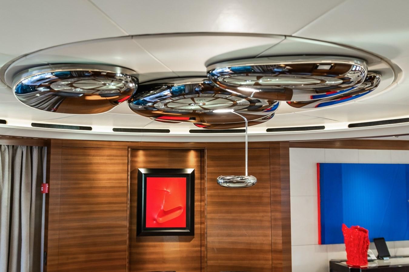 a ceiling fan with a picture on it aboard SILVER WIND Yacht for Sale