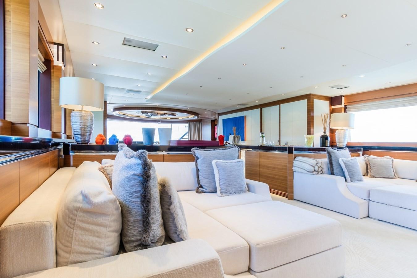 a living room with a couch and a television aboard SILVER WIND Yacht for Sale