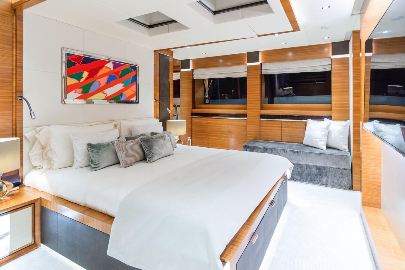 a large bed in a room aboard SILVER WIND Yacht for Sale