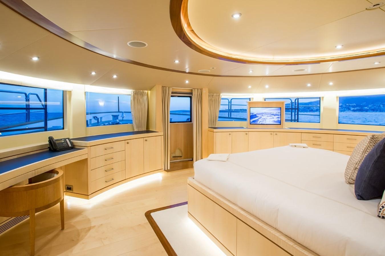 a room with a couch and a desk aboard BLUE VISION Yacht for Sale
