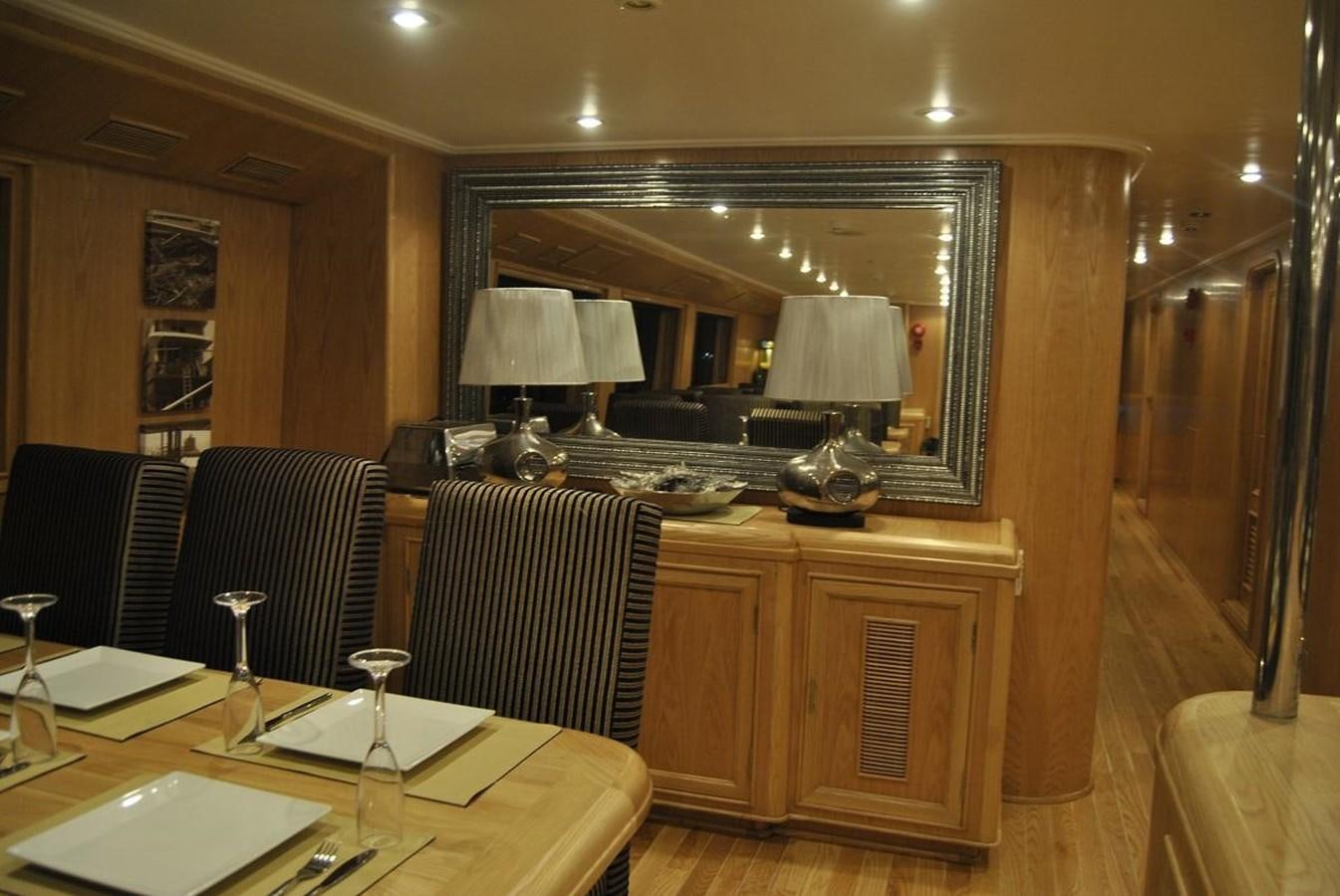 a large mirror above a desk aboard SCUBA SCENE Yacht for Sale