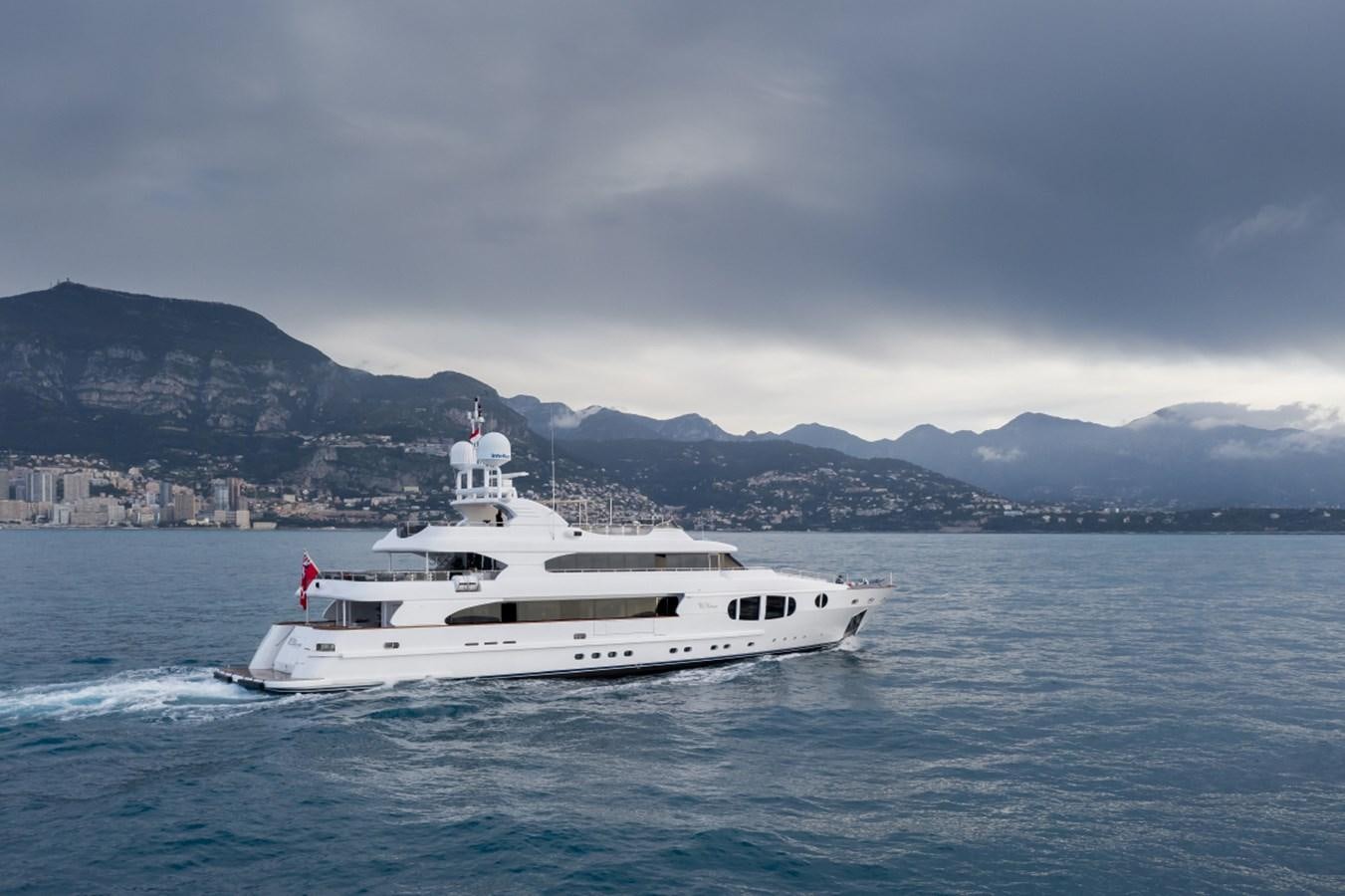 a white boat in the water aboard BINA Yacht for Sale