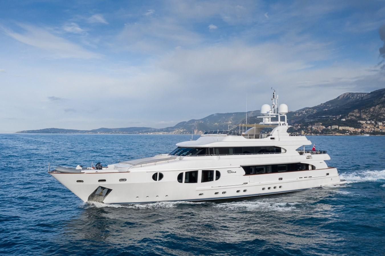 a white boat in the water aboard BINA Yacht for Sale