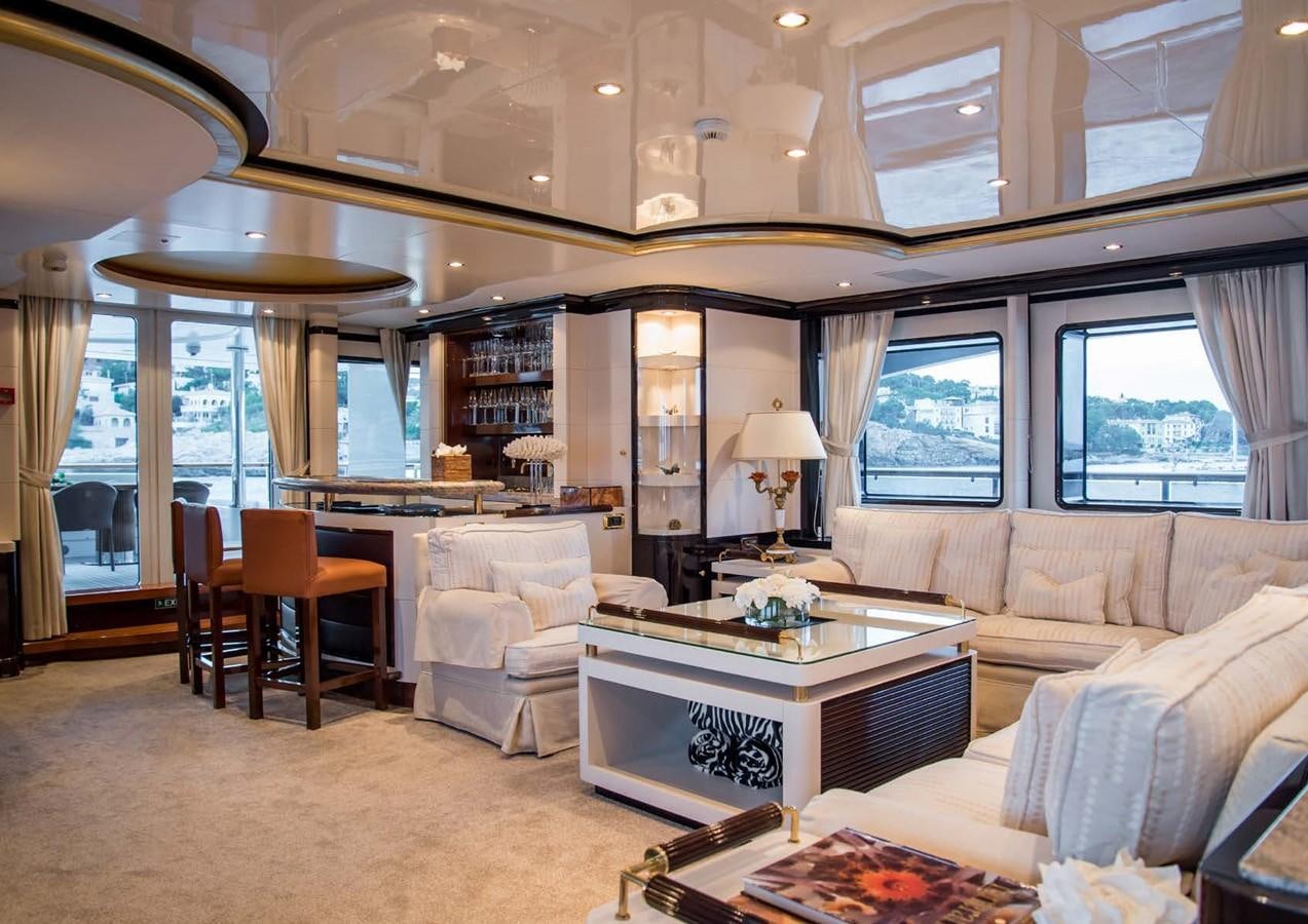 a living room with a large window aboard DIANE Yacht for Sale