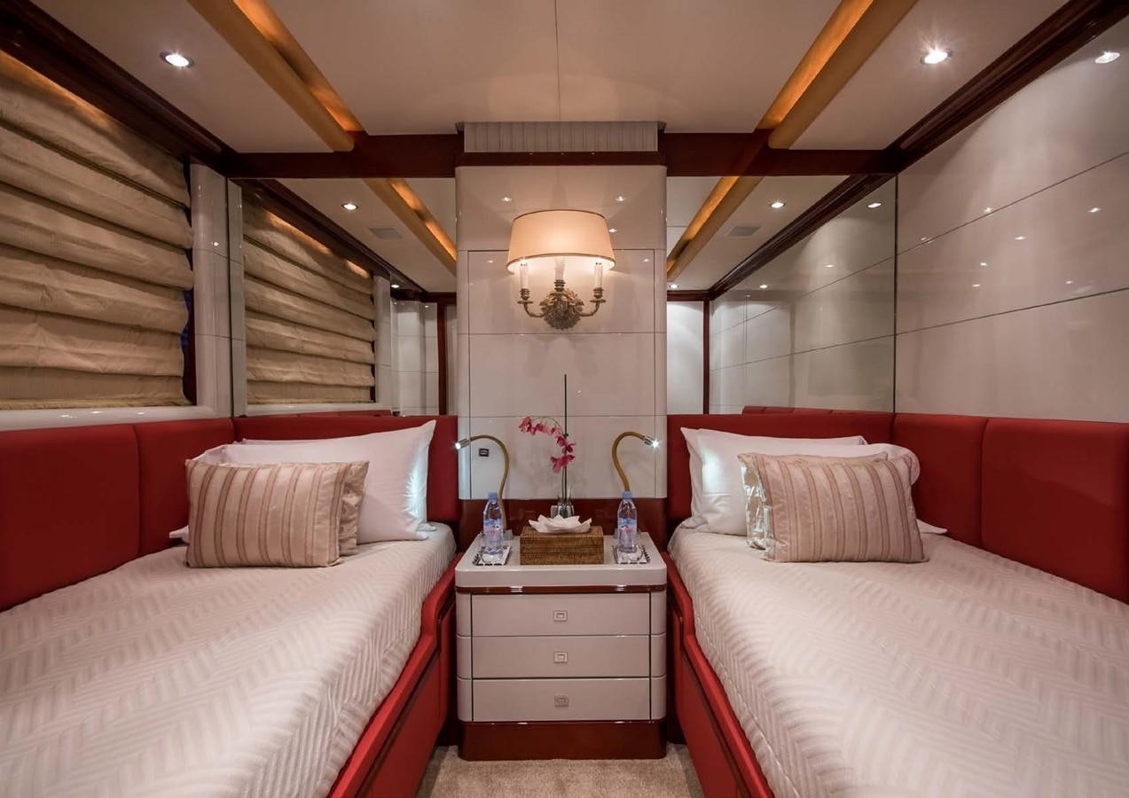 a room with two beds aboard DIANE Yacht for Sale